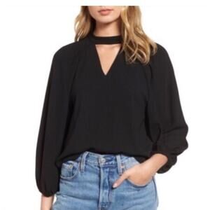 Leith Black Balloon Sleeve Long Sleeve Top Size xsmall Going out top Neutral Y2K